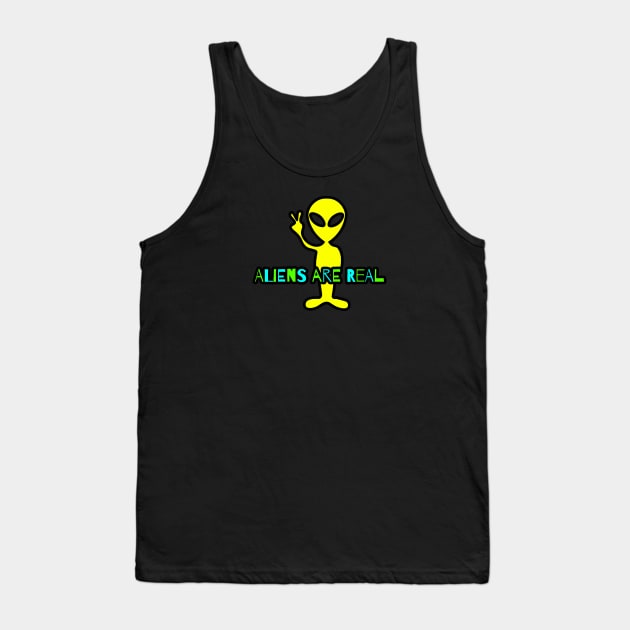 Aliens Are Real Tank Top by Kelly Louise Art